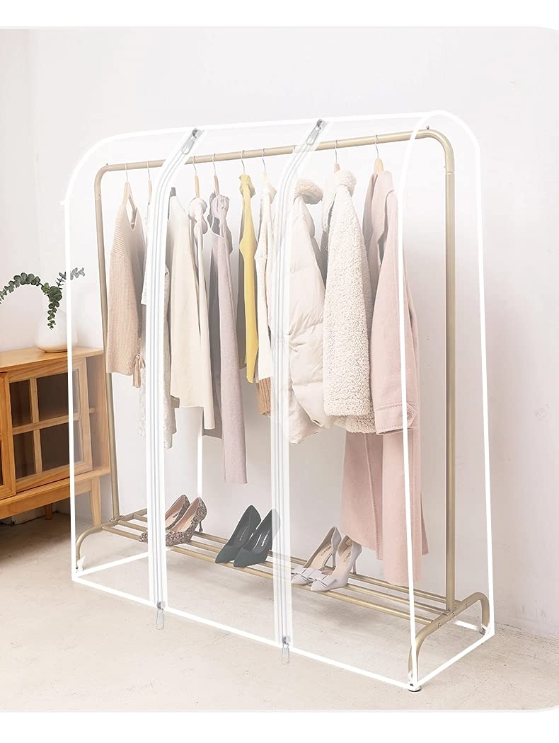TzBBL Garment Rack Cover, Clothes Garment Rack Cover 5 Ft with Strong Zipper Protective Rail Cover 59" X 20" X 59" (150 X 50 X 150 cm)- Only Cover - Image 3